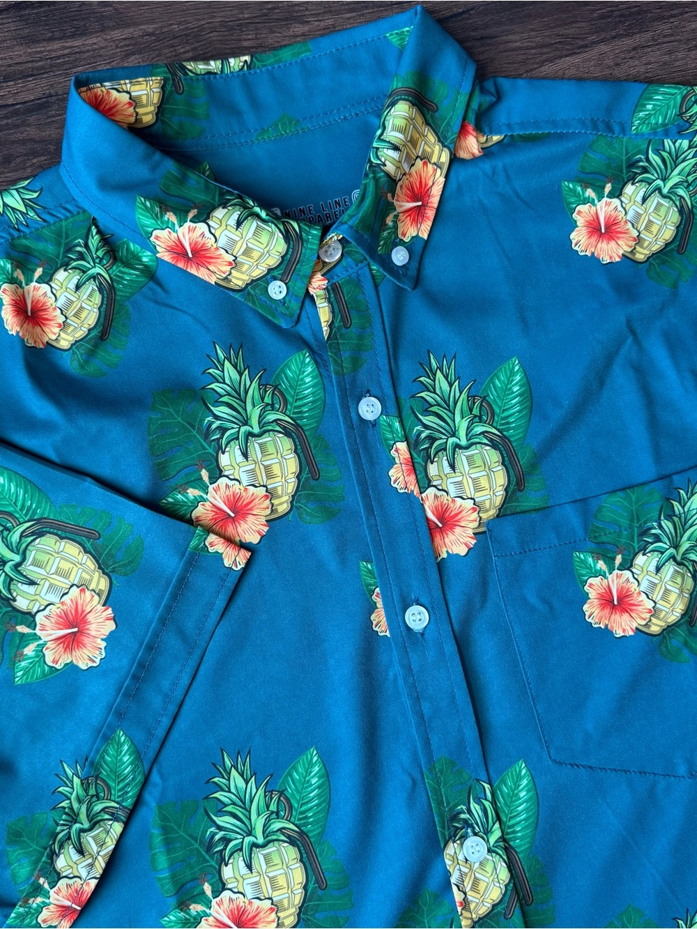 Nine Line Apparel Shirt Mens XL Hawaiian Short Sleeve Pineapple Grenade Button